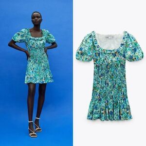 Zara Floral printed mini dress S